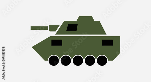 Green military tank illustration, army vehicle, combat machine, armored transport
