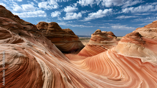 Stunning sandstone rock formations with swirling patterns at the wave in coyote buttes north, vermilion cliffs, arizona