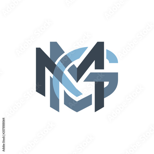 Professional MG monogram logo design in blue tones.