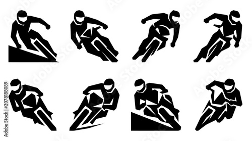 Cuadro en lienzo Motorcycle Racing Icons: Dynamic Poses of Bikers in Action