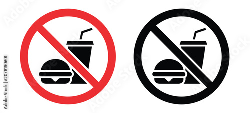 Photos No food and drink icons displaying red and black prohibition signs, food and bev