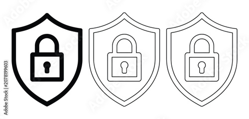 фотографія Lock shield icon set, protective shield elements, cybersecurity lock symbols, da