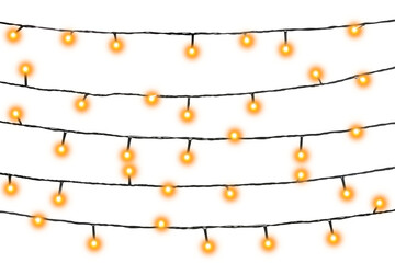 Glowing fairy lights on transparent background, png