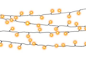 Glowing fairy lights on transparent background, png