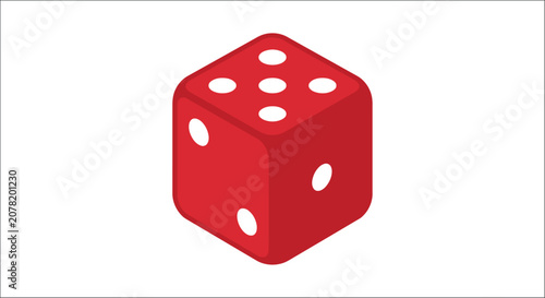 Tableau sur toile Red six sided die on a white background a simple geometric object dice six sided
