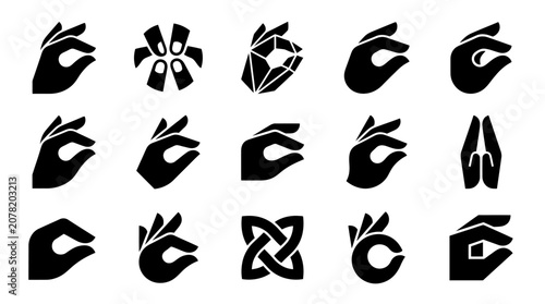 Collection of Hand Gestures Icons, Symbols, and Signs