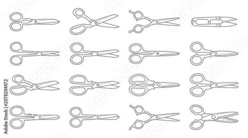 фотографія Diverse set of scissor outline icons