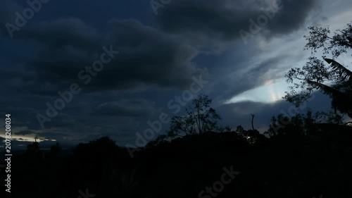 Dense clouds drifting away towards the west