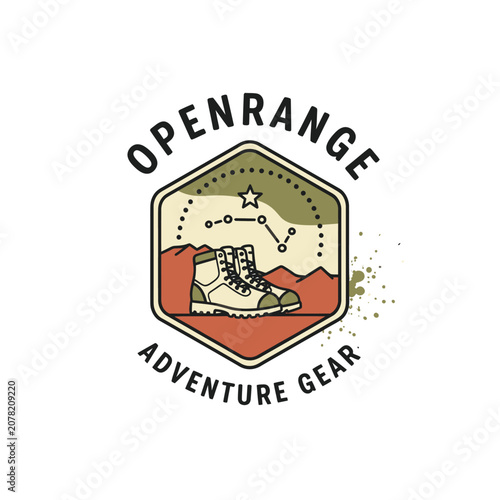 Open Range Adventure Gear hiking boots hexagon badge.