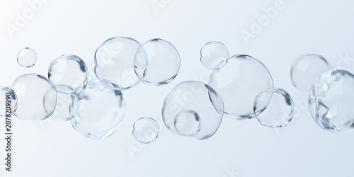 Obraz na plátne Realistic 3D rough crystal bubbles vector background, uneven glass ball with gla