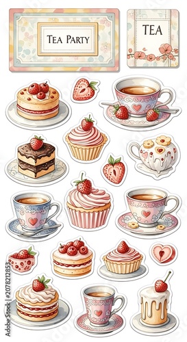 Delicious Assorted Cakes and Tea Party Items for Celebration.