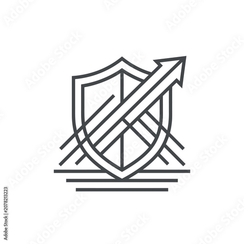 Linear shield emblem with diagonal growth arrow.