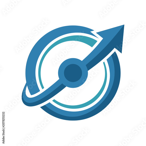 Blue circular arrow representing business growth and progress.