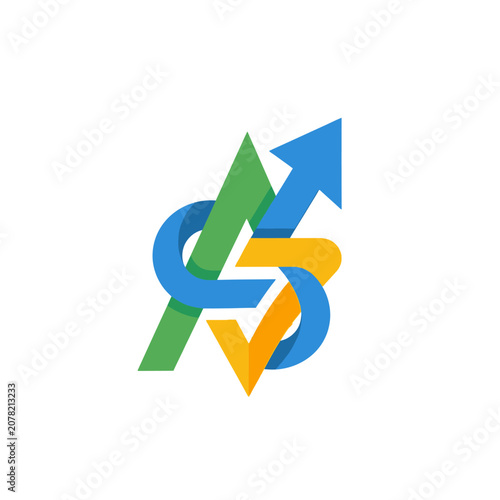 Abstract growth arrow logo with intertwined lines