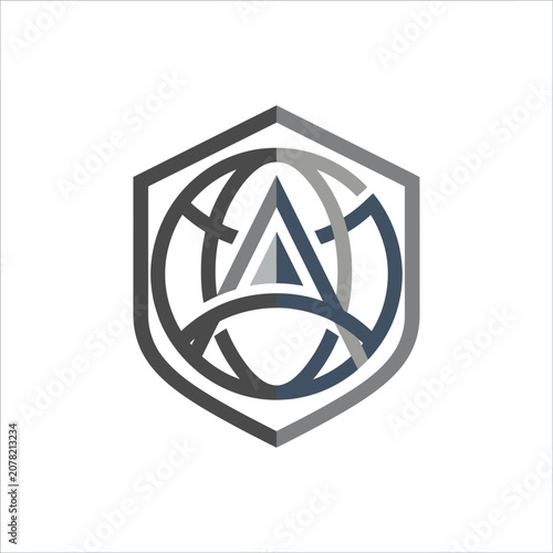 Geometric hexagonal globe icon logo.