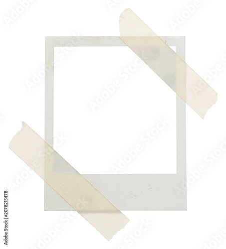 blank vintage square photo frame with masking tape. png isolated on transparent background