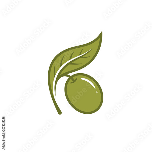 Minimalist green olive and curved leaf logo.