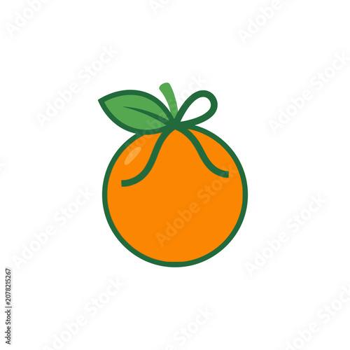 Orange fruit icon with ribbon-style leaf knot.