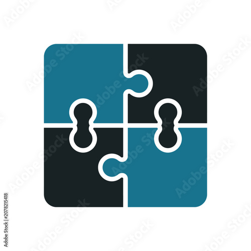 Blue and black square jigsaw puzzle pieces logo