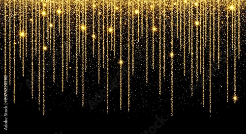 Golden Glittering Falling Lights Celebration Background.