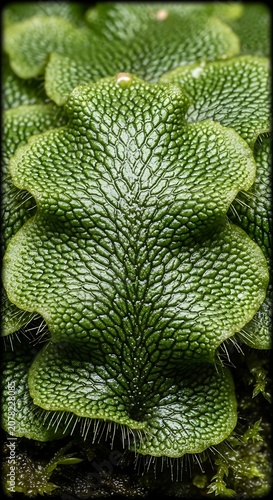Close-Up of Green Leafy Plant with Textured Surface.