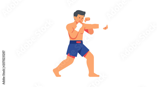 Canvas-taulu Man boxing, fighter stance, martial arts, combat sport, healthy lifestyle, actio