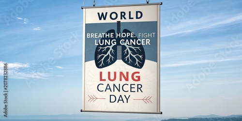 World Lung Cancer Day Awareness Poster With Human Lungs And Healthcare Message