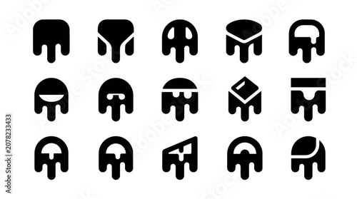 Canvastavla Abstract Dripping Shapes Set: Meltdown Icons for Liquid, Flow, and Fluidity Conc