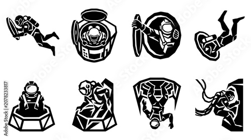 Fotografía Astronaut Icons: Space Exploration, Sci-Fi, and Futuristic Concepts