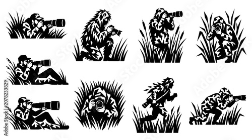 Canvastavla Photographer Silhouette Collection: Stealthy Wildlife & Nature Photography Icons