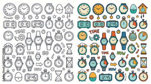 Fotografía Collection of various wristwatches and clocks.