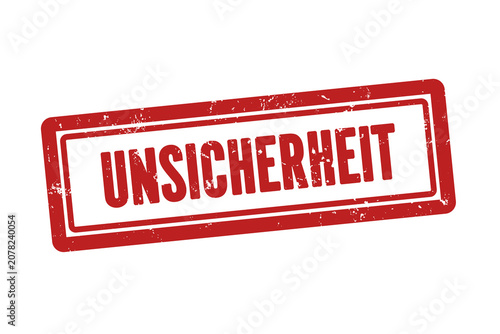 Obraz na plátně Unsicherheit (uncertainty) - A red stamp, isolated on white background