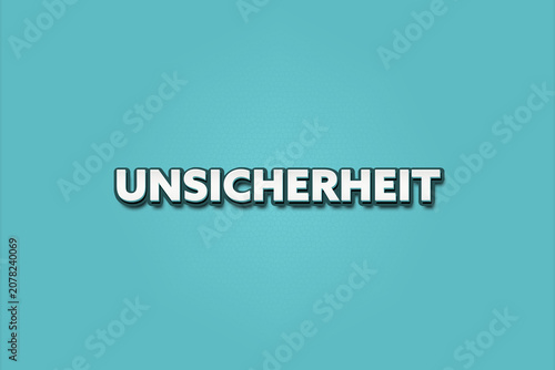 Принти на полотні Unsicherheit (uncertainty) - A turquoise banner illustration with white text