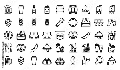 Принти на полотні Beer and brewery icons