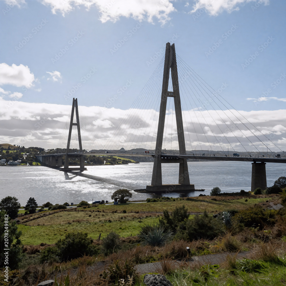Obraz premium Fantasy Art Bridge Forth. The Queensferry Crossing Road Bridge