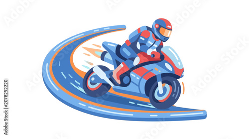 Konstfotografi Motorcyclist Racing on Curved Track