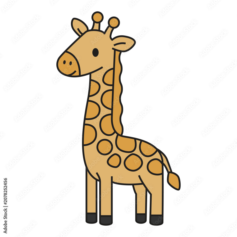 Fototapeta premium Cute Giraffe Cartoon Character Design Element Vector Illustration