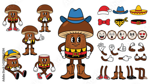 Photography Mushroom character builder set with multiple accessories.
