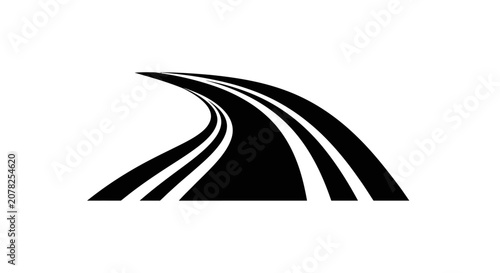 Minimalist black winding road icon on white background