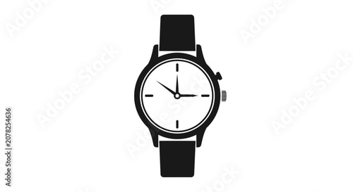 Minimalist black wristwatch icon on white background