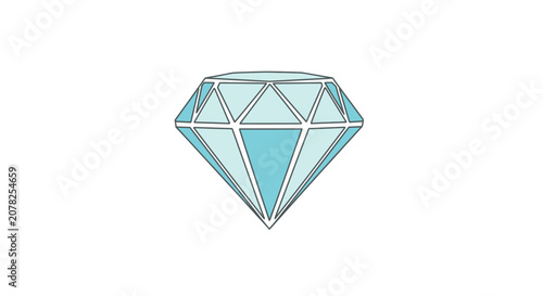 Minimalist blue diamond illustration on white background
