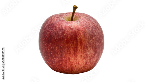 Obraz na plátně Isolated fresh red striped apple with a stem, ripe and healthy fruit for healthy eating