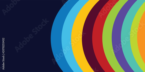 Bild auf Leinwand abstract colorful rainbow arc semicircle stripes  dark blue vector backgground