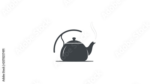 Black Teapot with Rising Steam.
