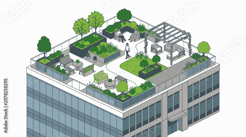 Green Roof Garden on Building.