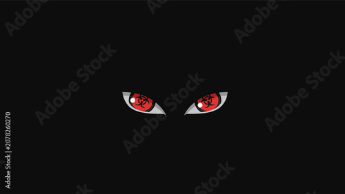 Slika na platnu A captivating and intense gaze from stylized red eyes piercing through the profo