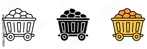 Foto Mining cart icon showing resource transportation symbol for industrial mining or