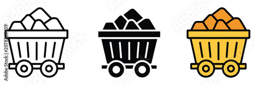 Foto Mining cart icon representing industrial resource transport symbol for mining op