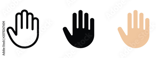 Tableau sur toile Open hand and palm icon representing stop gesture symbol for halt action restric