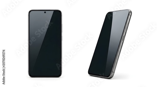 Front and Back View of Modern Smartphone Isolated on White Background